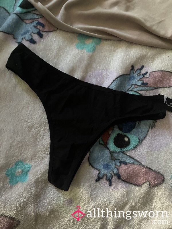 A Black Cotton Thong