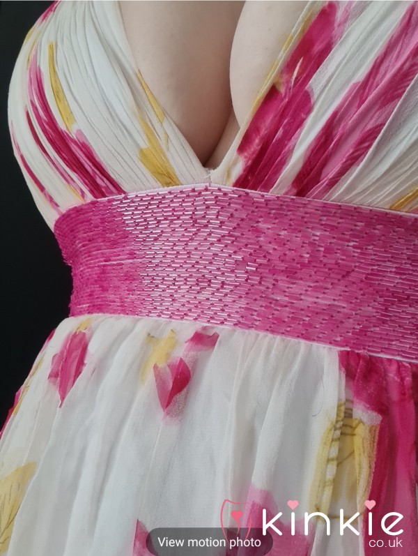A Delicate Silk Chiffon Maxi Dress With Pretty Pink Beading