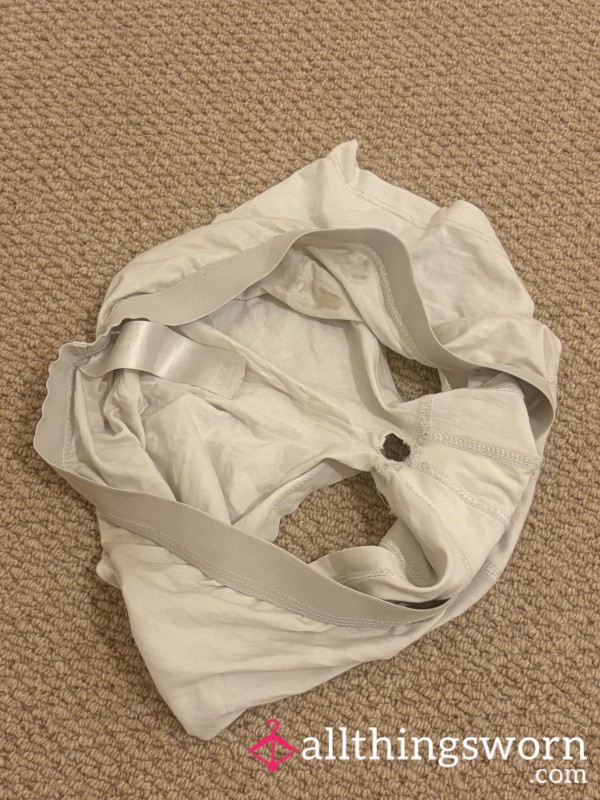 A Pair Of Worn Boxer Shorts , After A Sweaty Days Graft On Site. A Hole Starting To Appear 😛