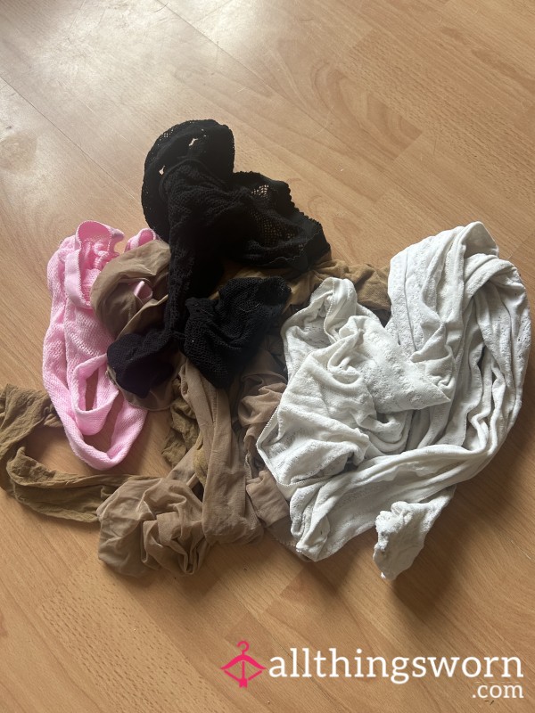 A Random Selection Of 5!! Pairs Of Tights ALL Worn For One Day Each