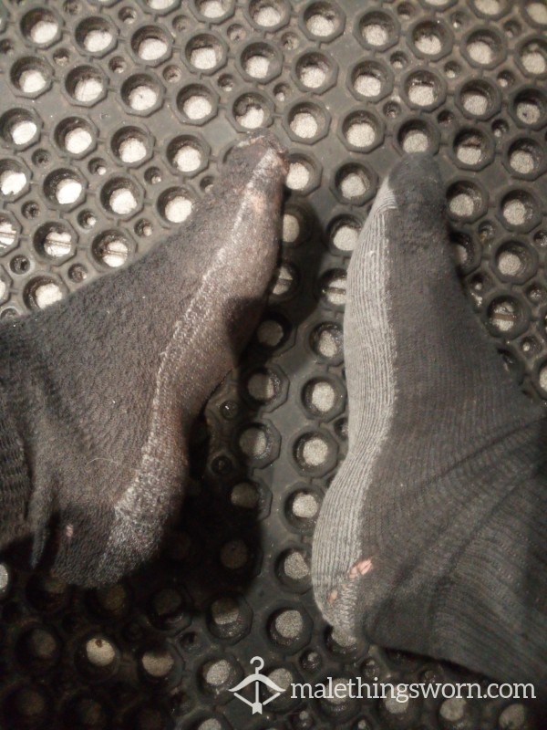 A Real Man's Worn Black Grey Work Socks