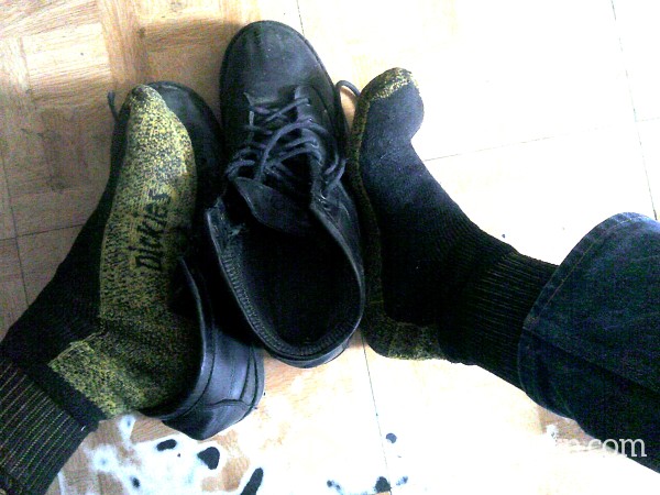 A Real Man's Worn Black Work Socks
