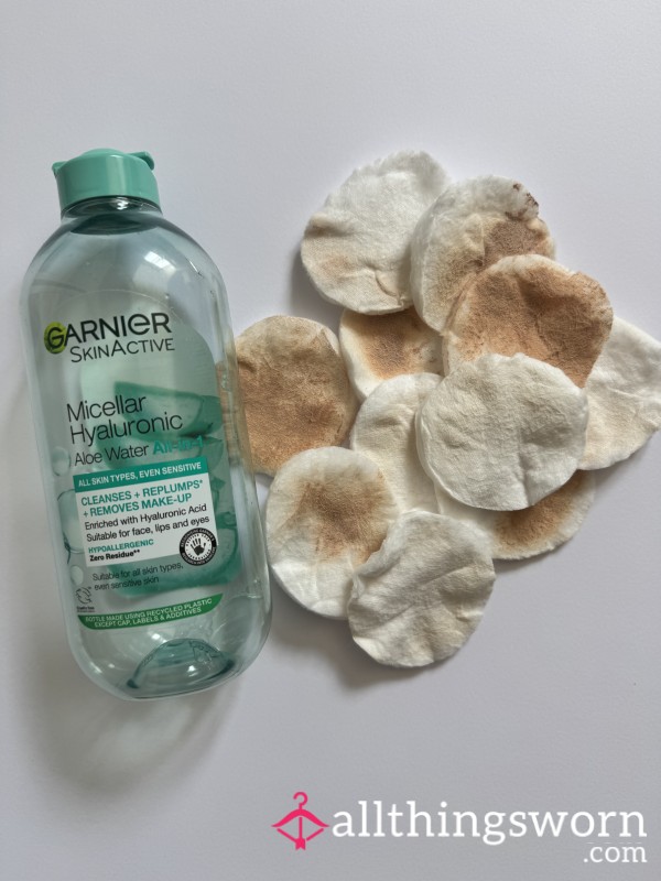 A Set Of 12 Used Cotton Pads, Gently Used During My Daily Makeup Routine.