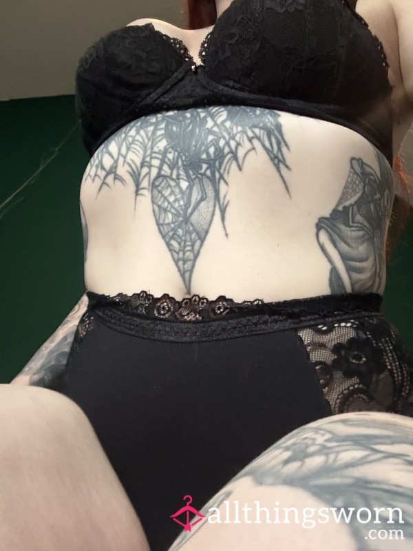 About To Wear These On Night Shift .. Black Lace Full Back Panties