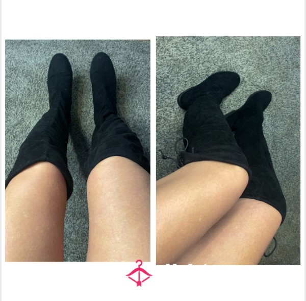 Black Suede Knee Boots