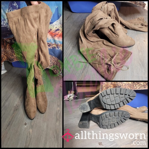 Above The Knee Sued Boots