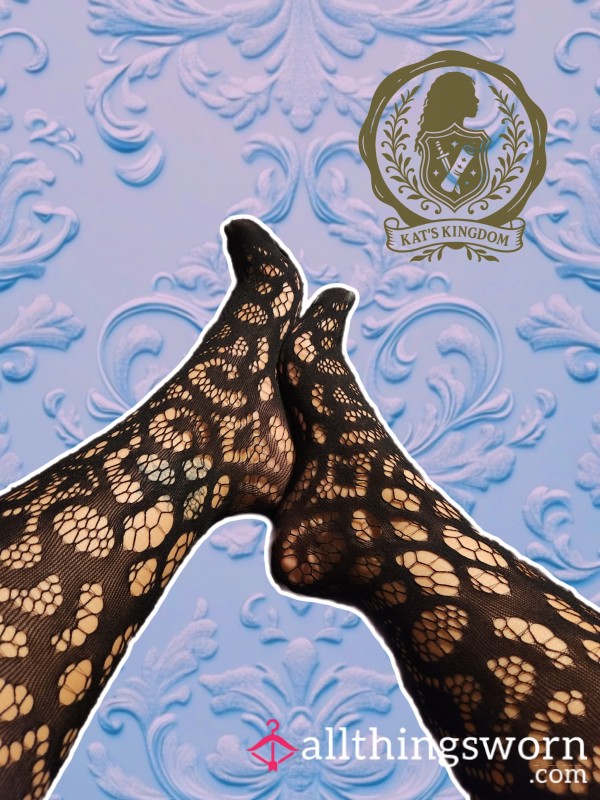 🖤 Abstract Temptress | Crotchless Fishnet Suspender Tights 🖤