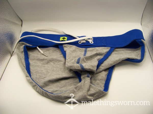 AC Grey Bikini Briefs With Blue Drawstring Waist Band Size XL
