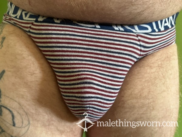 Andrew Christian Red White And Blue Striped Briefs Size XL
