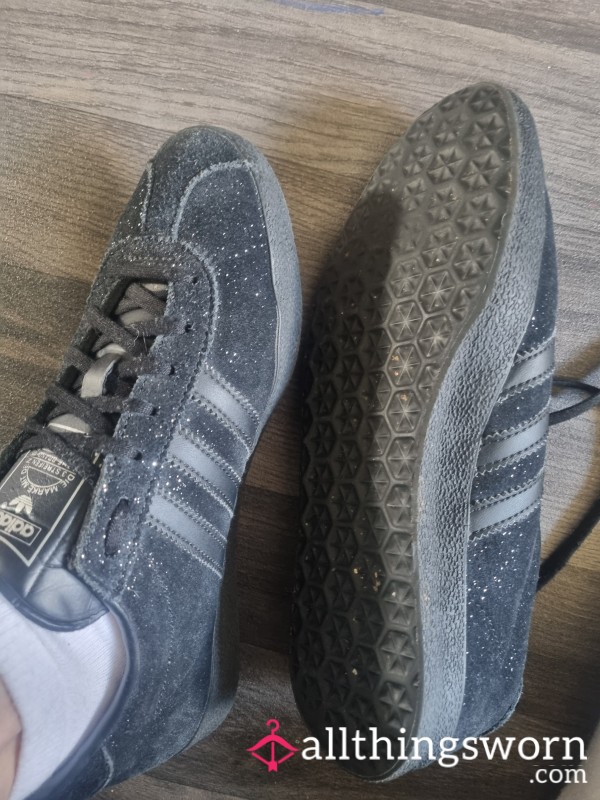 Adidas Black Glitter Gazelles