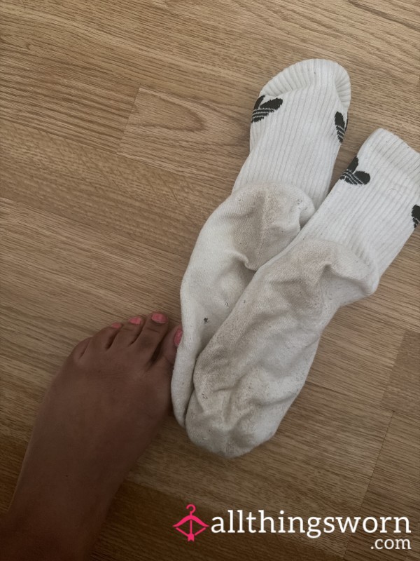 Adidas Gym Socks – Worn Through Sweat Session – Unwashed