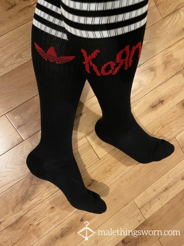 Adidas & Korn Long Black Socks - Limited Edition - Ready To Be Customised For You