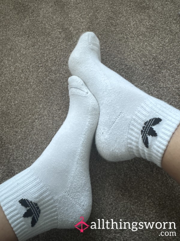 Adidas Sports Gym White Socks Used Worn Women’s