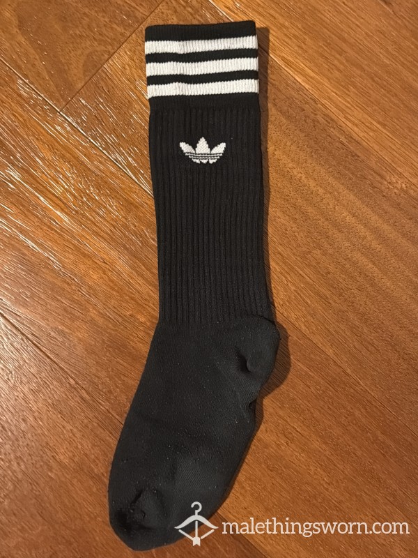 Single Adidas Crew Sock – Black & White – Authentically Worn