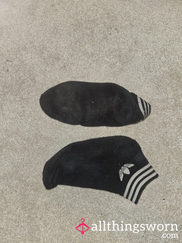 Adidas Well Worn Black Adidas Socks 2 Full Days At Work 🧦💦