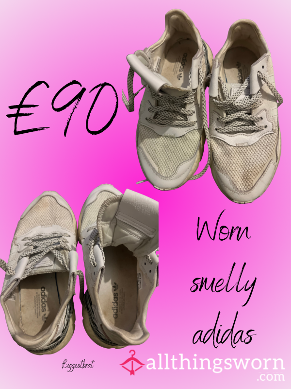 🔥🪤😵‍💫Adidas White Very Used Smelly Trainers  🔥🪤