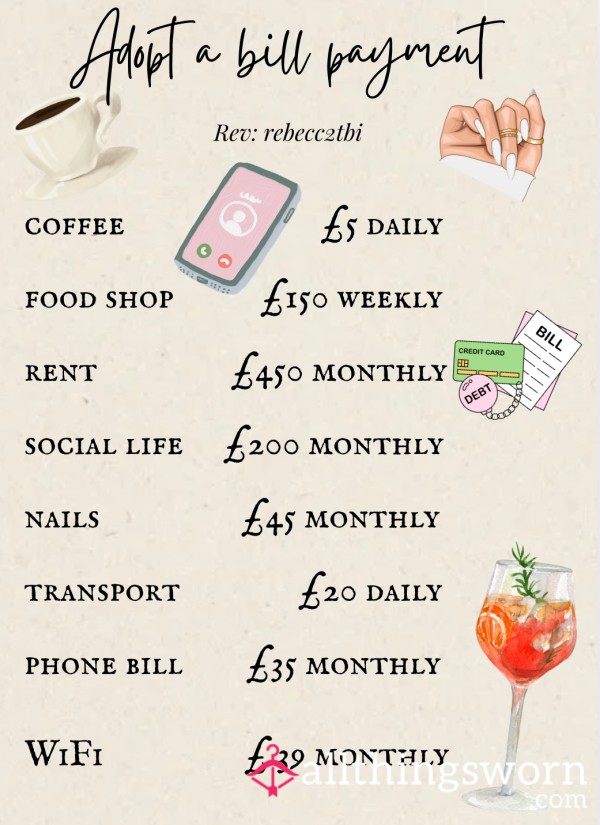 📃 Adopt A Bill – Because Spoiled Girls Don’t Pay 💋