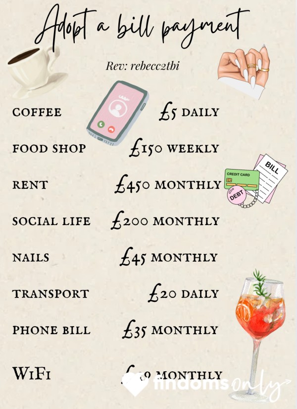📃 Adopt A Bill – Because Spoiled Girls Don’t Pay 💋