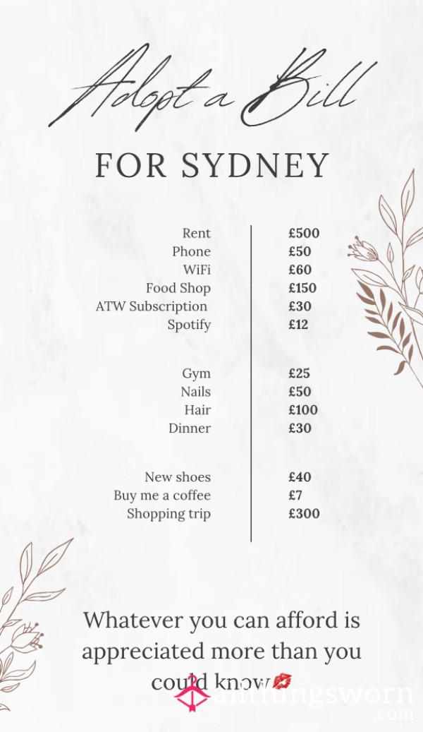 Adopt A Bill For Sydney💋
