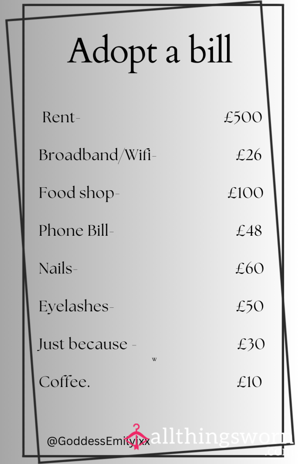 💸 Adopt A Bill – Spoil Your Goddess 💸