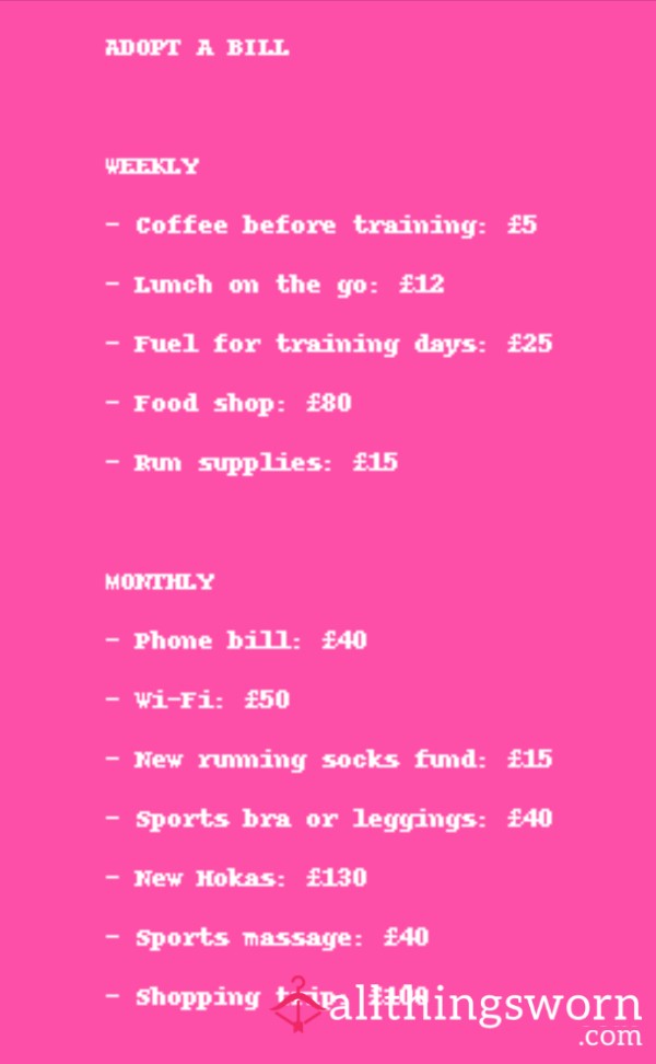 Adopt A Bill — Support My Training 💗✨