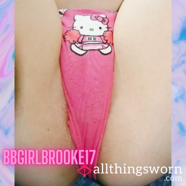 My Cartoon Play Panties – Full Back, Worn & Soaked In Brat Filth 🩷