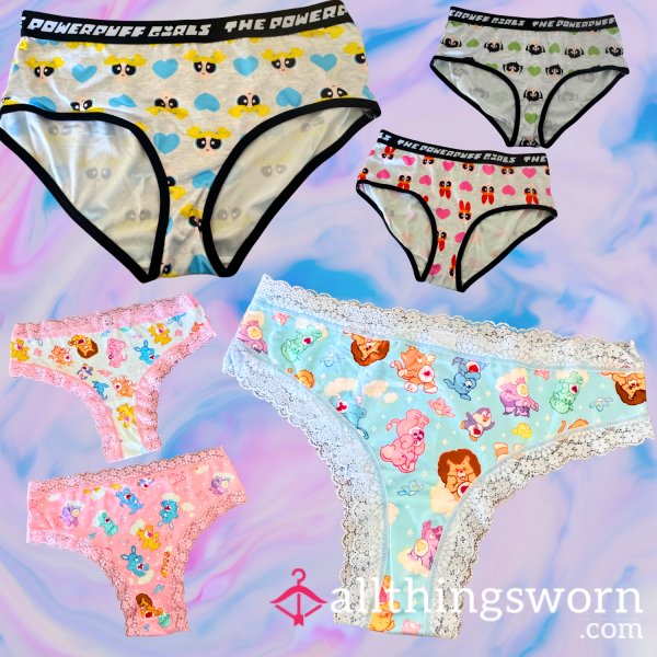My Cartoon Play Panties – Worn & Soaked In Brat Filth 🩷
