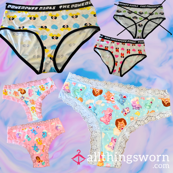 My Cartoon Play Panties – Worn & Soaked In Brat Filth 🩷