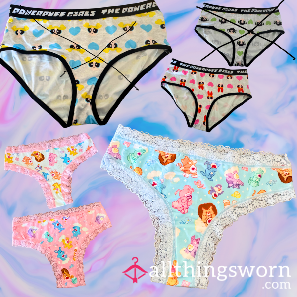 My Cartoon Play Panties – Worn & Soaked In Brat Filth 🩷
