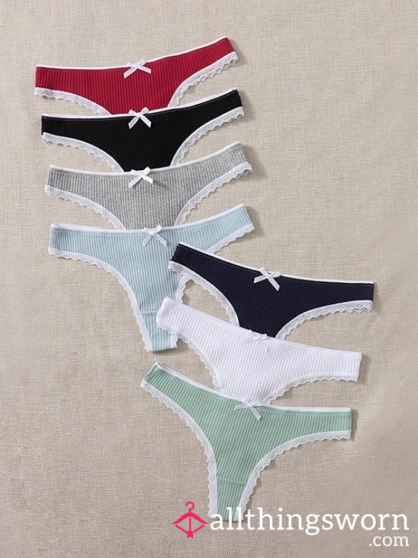 Adorable Little Cotton Thongs W/Lace Detail (So Soft, So Sweet!) Worn By Tgirl Dani Tempest