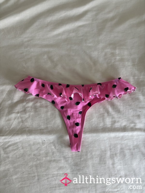 Adorable Pink Thrilly Strawberry Thong Bikini Bottoms