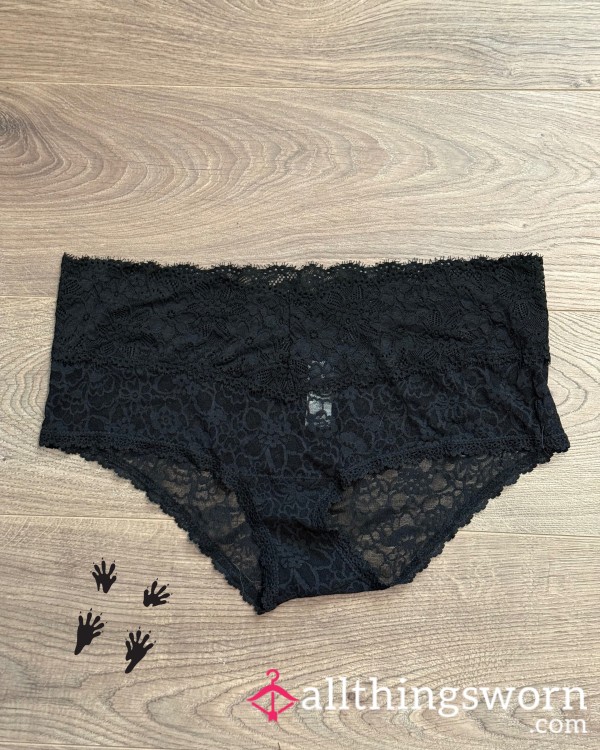 Aerie Super Soft Black Flor*l Lace Bikini Cut Full Back Panties, Size XL, For Custom Wear