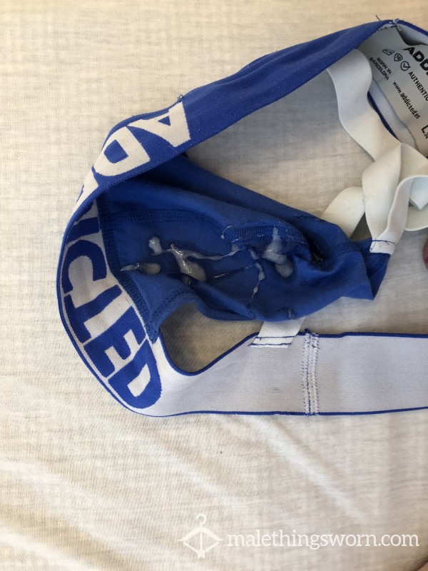After The Load: Stroking My Bulge In A C*m-Soaked Blue Jockstrap