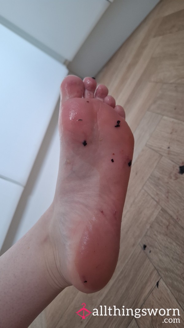 Aftermath Of My Feet Destroying Blueberries
