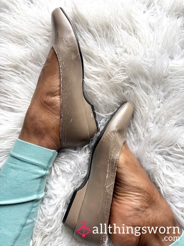 Aged Basic Editions Taupe Ballet Flats