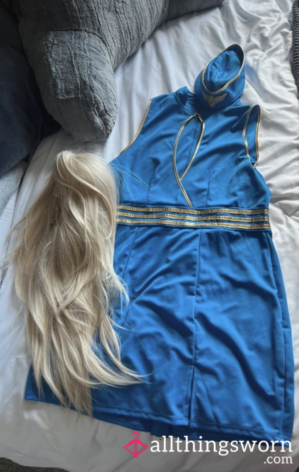 ANNE SUMMERS AIRHOSTESS COSTUME AND WIG