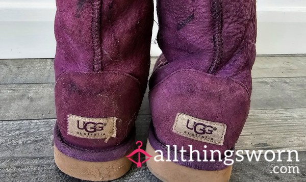 (NS) Extremely Well Worn Purple UGG Boots For You Foot Fetish Lovers - UK 6 - Really Smell Of Me !