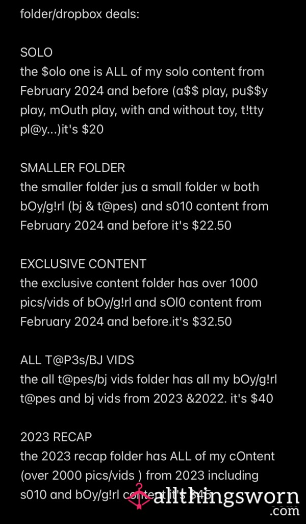ALL 7 OF MY CONTENT FOLDERS/DROPBOXES