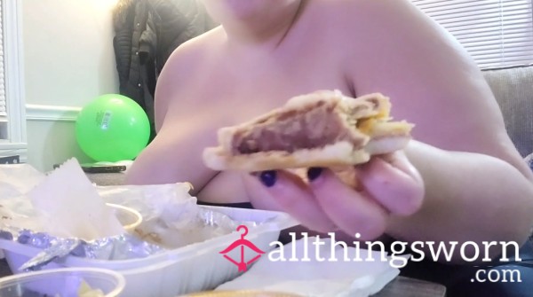All Day Feeding & Fart Session Compilation 💜 BBW Eating Stuffed Tortillas, Bloating, And Farting 8:44min