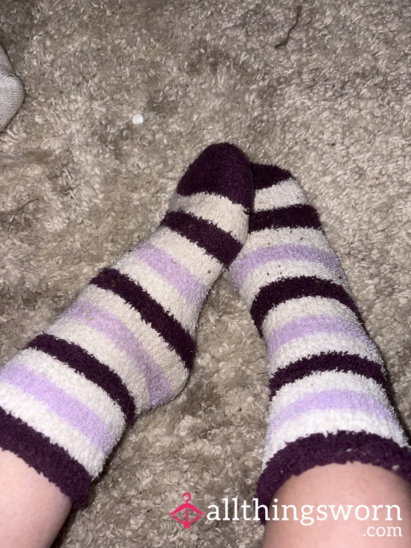 All-Day Worn Fluffy Striped Socks – Sweet, Soft & Full Of Scent 💕🧦