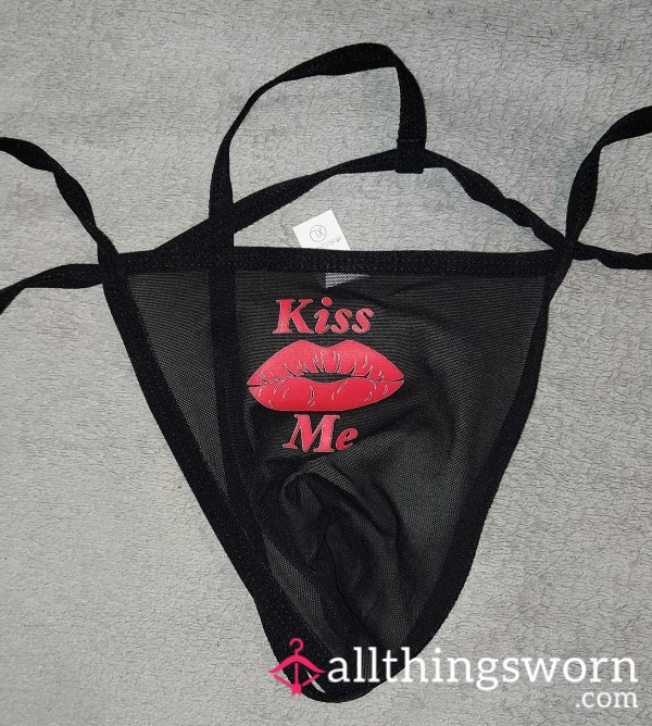 Alpha Thongs Sheer With Kiss Me On Them