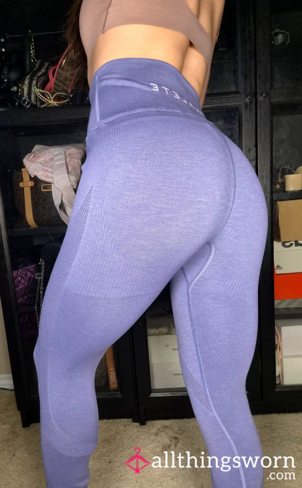 💜Alphalete Purple Seamless Leggings High Waisted Stretchy Soft Gym Tights Workout Clothes Pants Japanese Petite Asian Girl Tattoos Brunette Athletic Slim Thick Booty Fitness Model Trainer