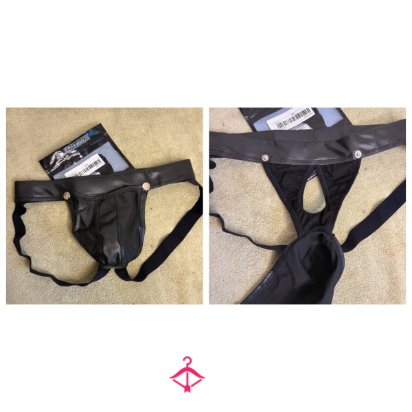 Alpha’s Faux Leather Jock Strap, Poppet Front 😈🖤 Size Medium