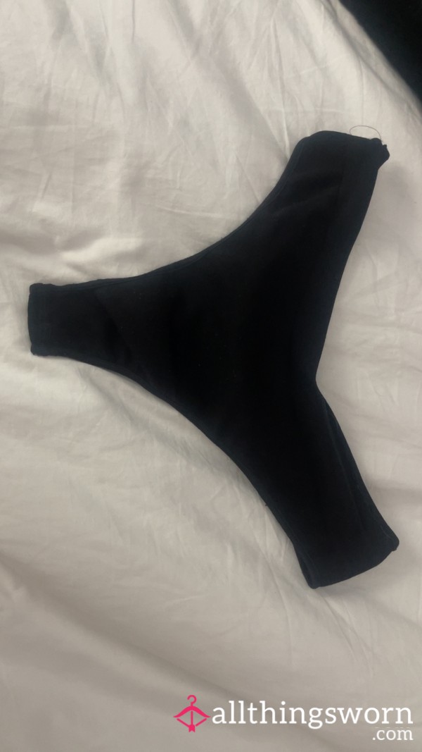 Already Worn Black Cotton Thong 👅