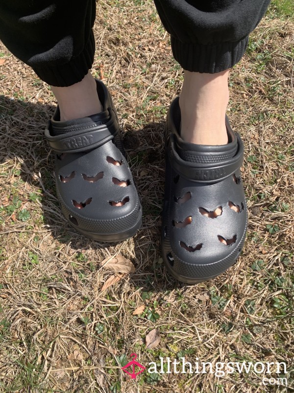 Alternative Style Crocs With Bat Pattern