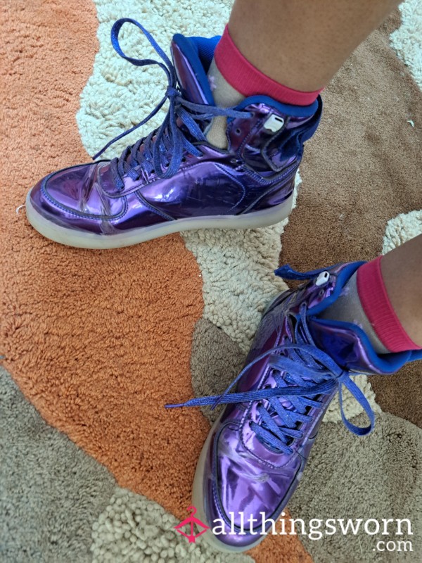 *Amazing* Purple Metallic High Tops With Light Up Soles! Sz9