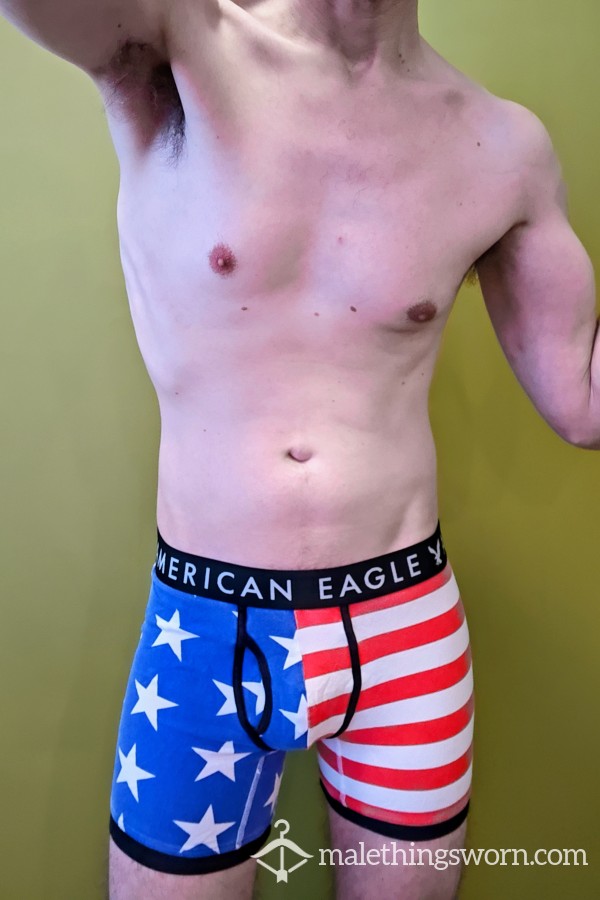 American Eagle AE Stars & Stripes American Flag Cotton Boxerbriefs Size M Customizable