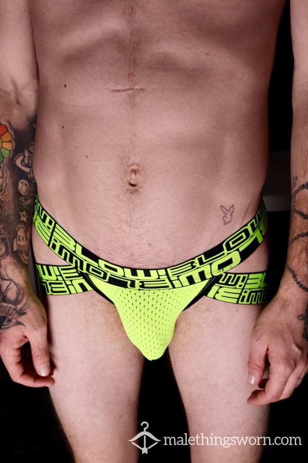 Andrew Christian BLOW! Mesh Jock Neon Yellow/Black - Size XS