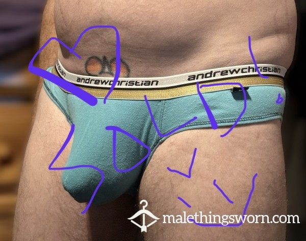 * SOLD* Andrew Christian Briefs - Teal - Size M (75)