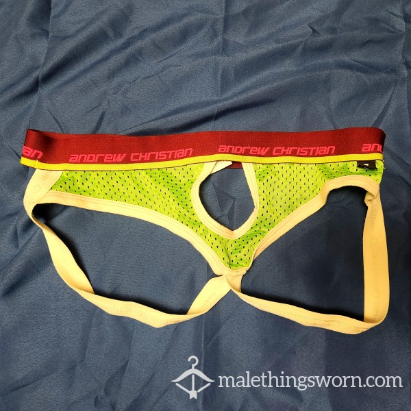 Andrew Christian, Neon Green, Open Front Jockstrap, Size M